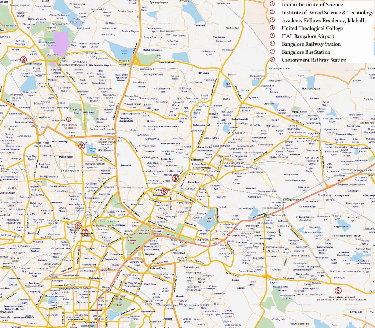 útvonal térkép Bangalore