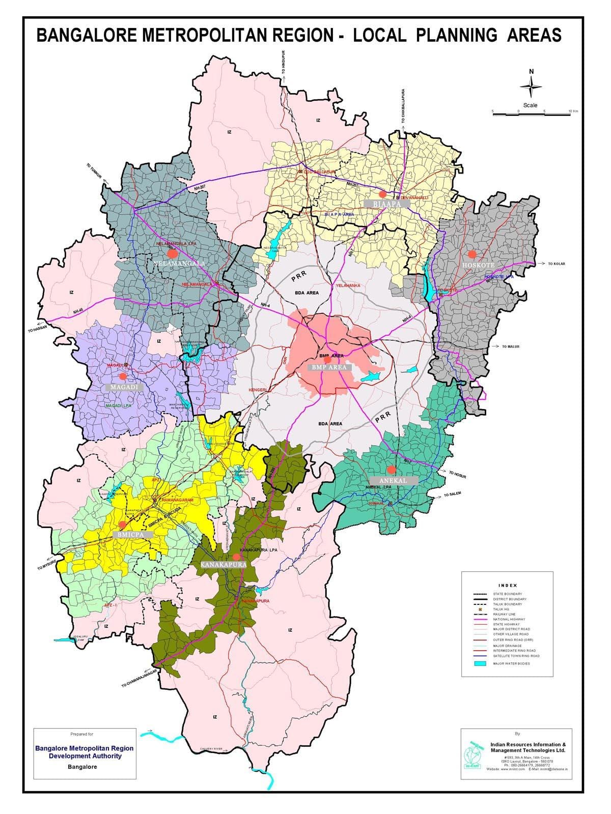 Bangalore térkép területek
