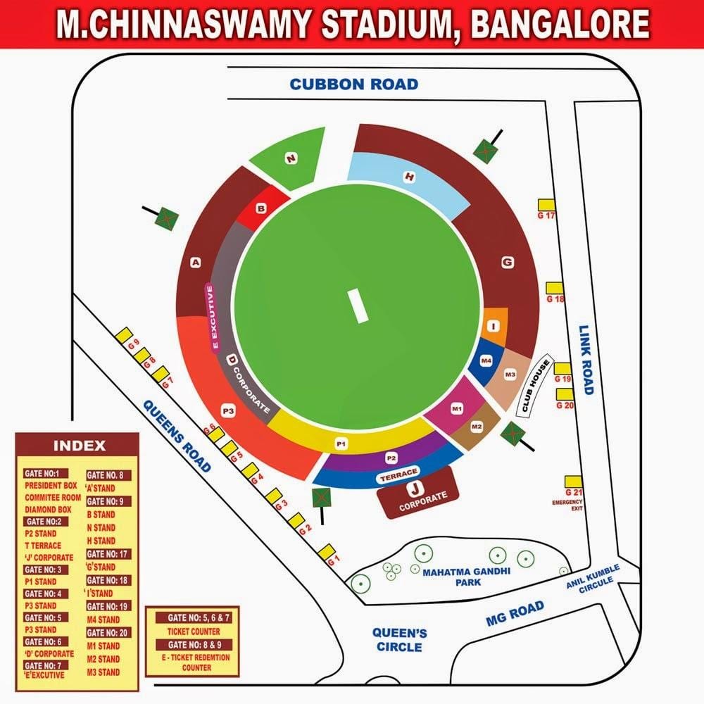 Bangalore chinnaswamy stadion térkép